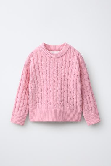 Zara CABLE-KNIT CHENILLE JUMPER - Pink