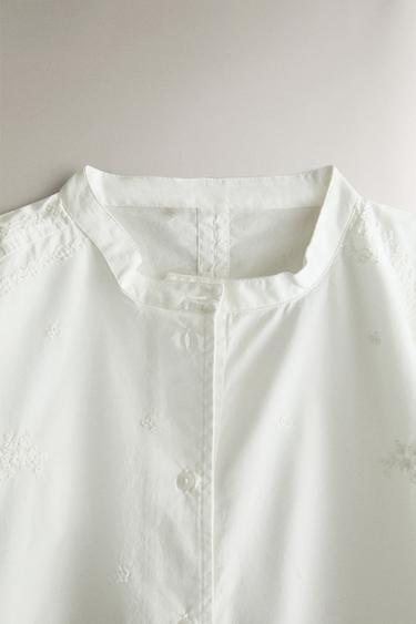 CHEMISE EN COTON BRODÉE - Blanc de Zara - Image 1
