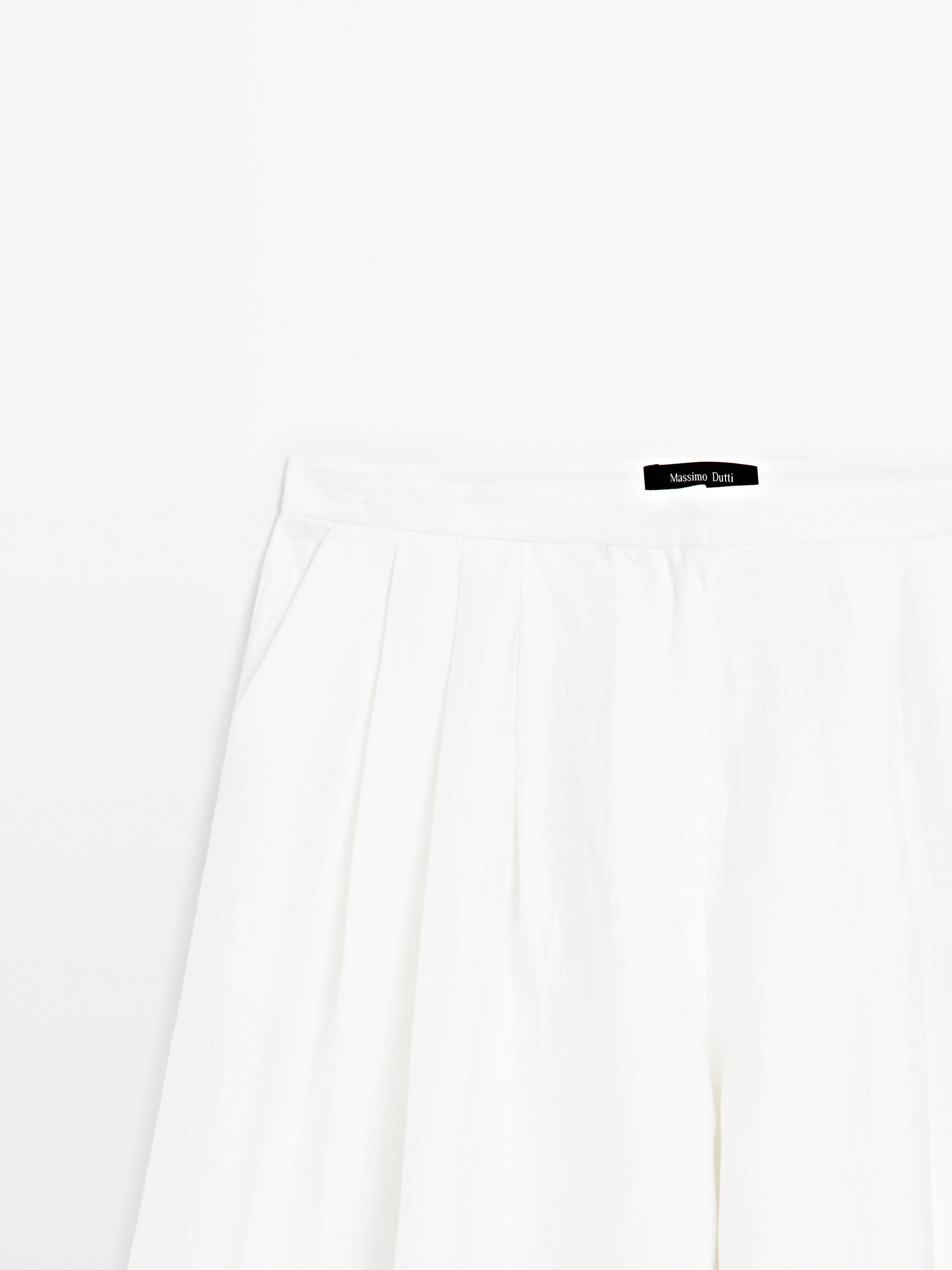Wide-leg voluminous linen blend trousers
