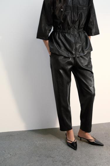 FAUX LEATHER TROUSERS - Black by Zara - Image 1