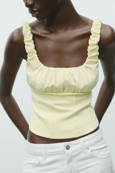 POPLIN COMBINATION TOP - Yellow by Zara