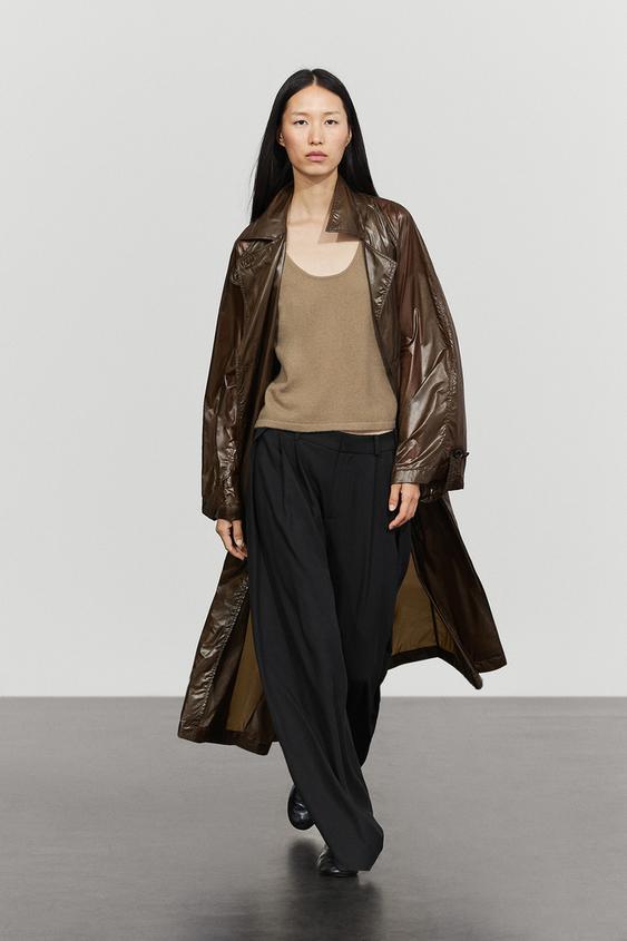 Zara Long flowing trench coat - Bottle green - Image 0
