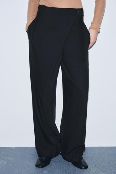 Zara ASYMMETRIC WAIST PANTS ZW COLLECTION - Black