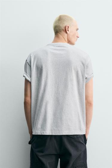 T-SHIRT LAVÉ À INSCRIPTION IMPRIMÉE - Gris chiné de Zara - Image 2