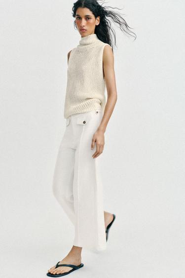 Zara Ekru - RUSTİK KUMAŞ CULOTTE PANTOLON