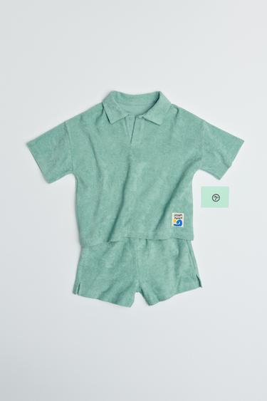 POLO KREKLS UN FROTĒ BERMUDU STILA ŠORTI, SPORTISKS, DIVDAĻĪGS KOMPLEKTS AR ETIĶETI - Sea green no Zara