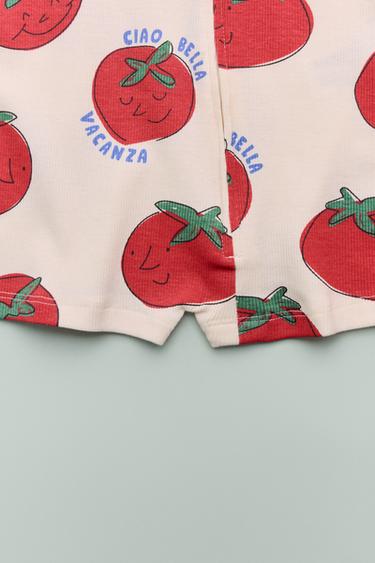 1-18 MONTHS/ TOMATO PRINT SHORT SLEEPSUIT - Ecru by Zara