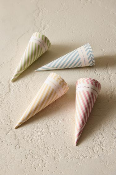 PACK OF STRIPED ICE CREAM CONE SLEEVES (PACK OF 16) - Green / Blue by Zara