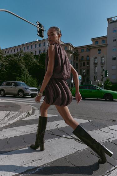 ROBE MINI VOLUME JACQUARD - Marron de Zara - Image 2
