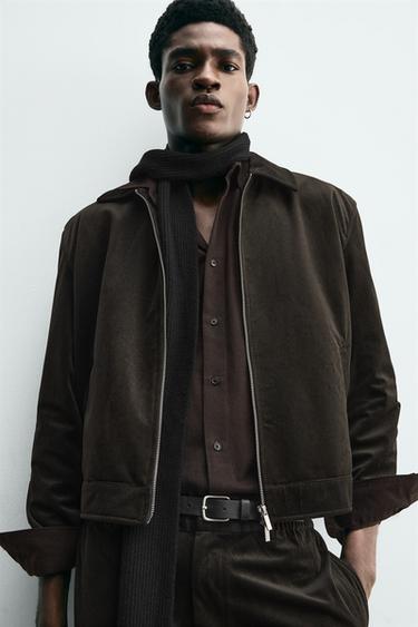 TEXTURED VELVET OVERSHIRT - Brown by Zara - Image 4