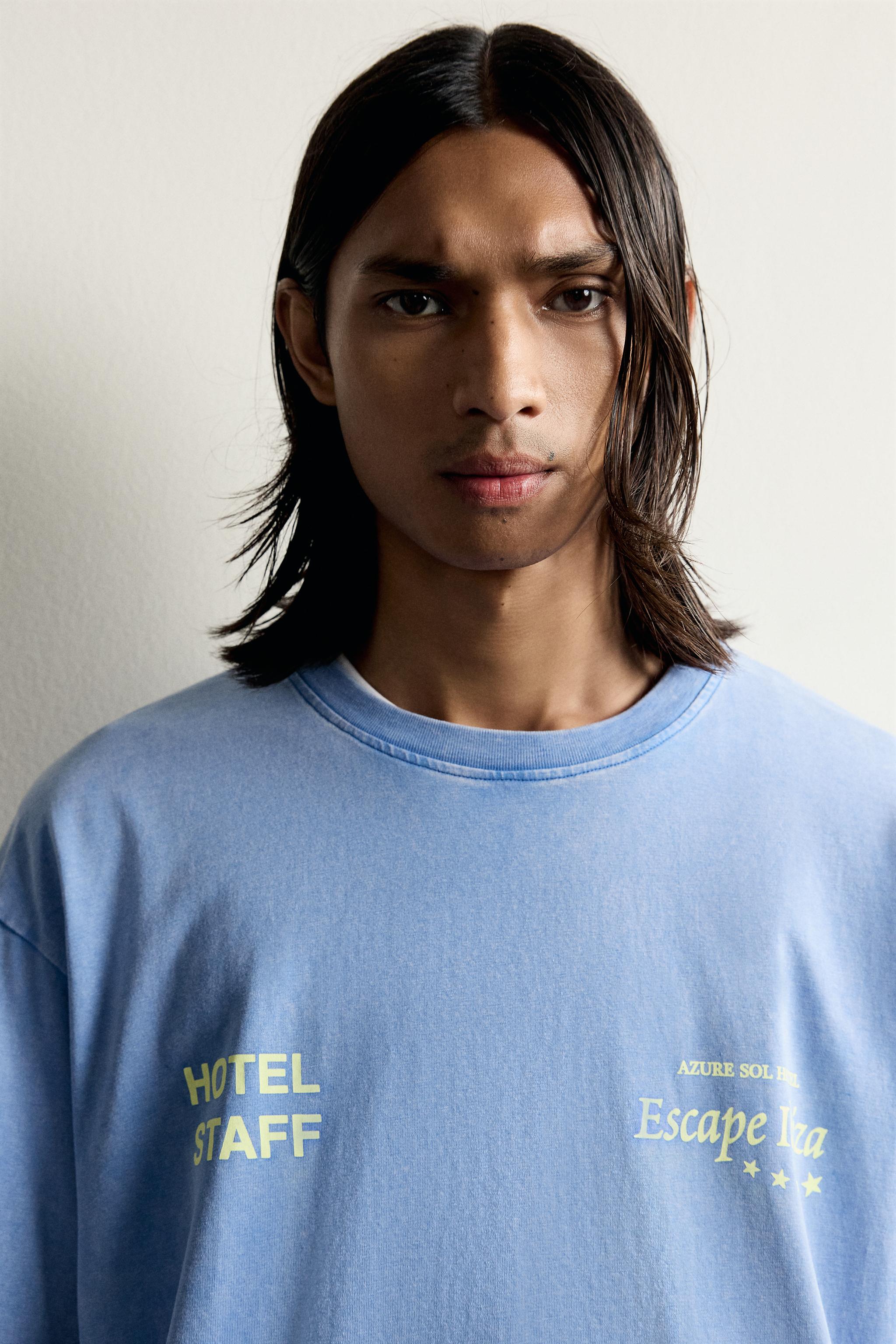 Zara RELAXED FIT KONTRAST BASKILI T-SHIRT görsel 5