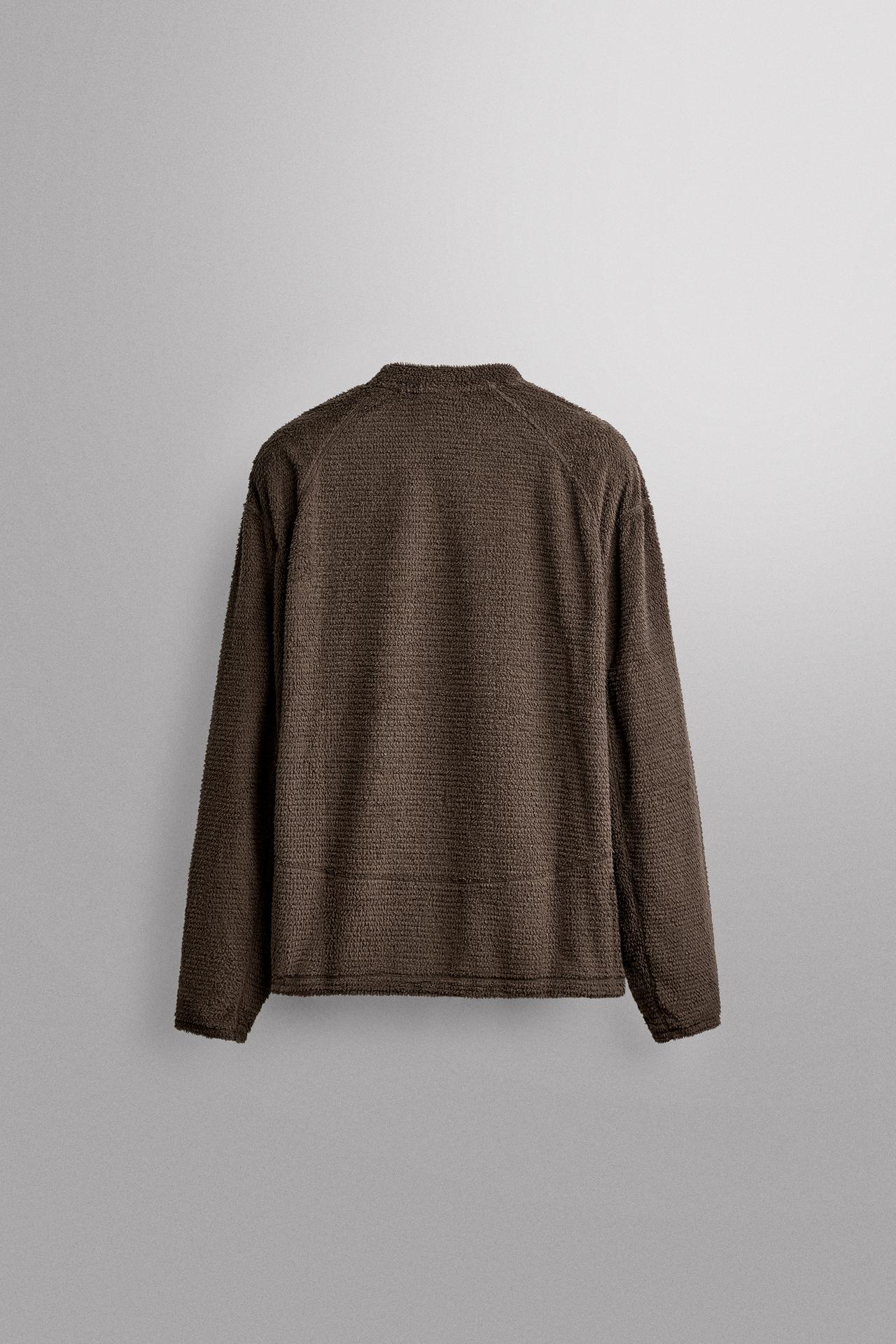 TEXTURED FLEECE SWEATSHIRT — Dark gray