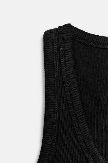 RIB KNIT CROP TOP - Black by Zara - Image 3