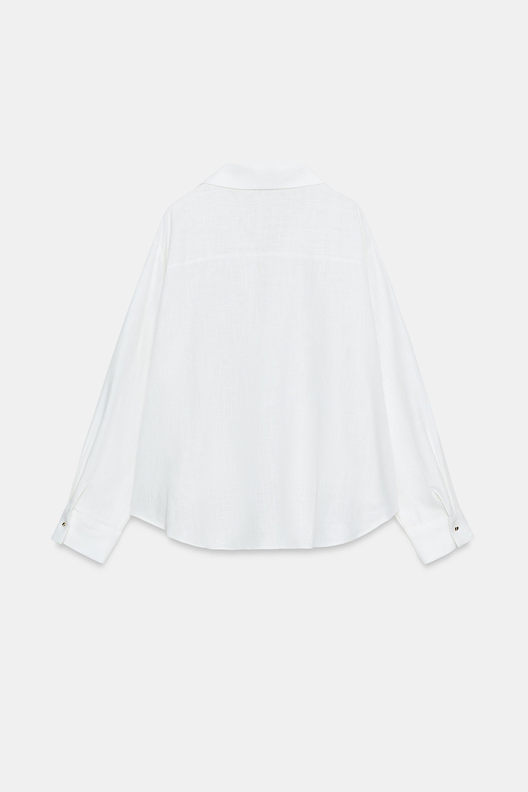 LINEN BLEND SHIRT WITH PUFFED HEM