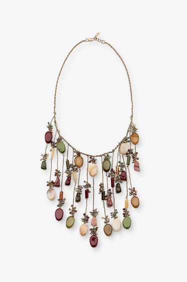 STONE WATERFALL NECKLACE - Golden by Zara