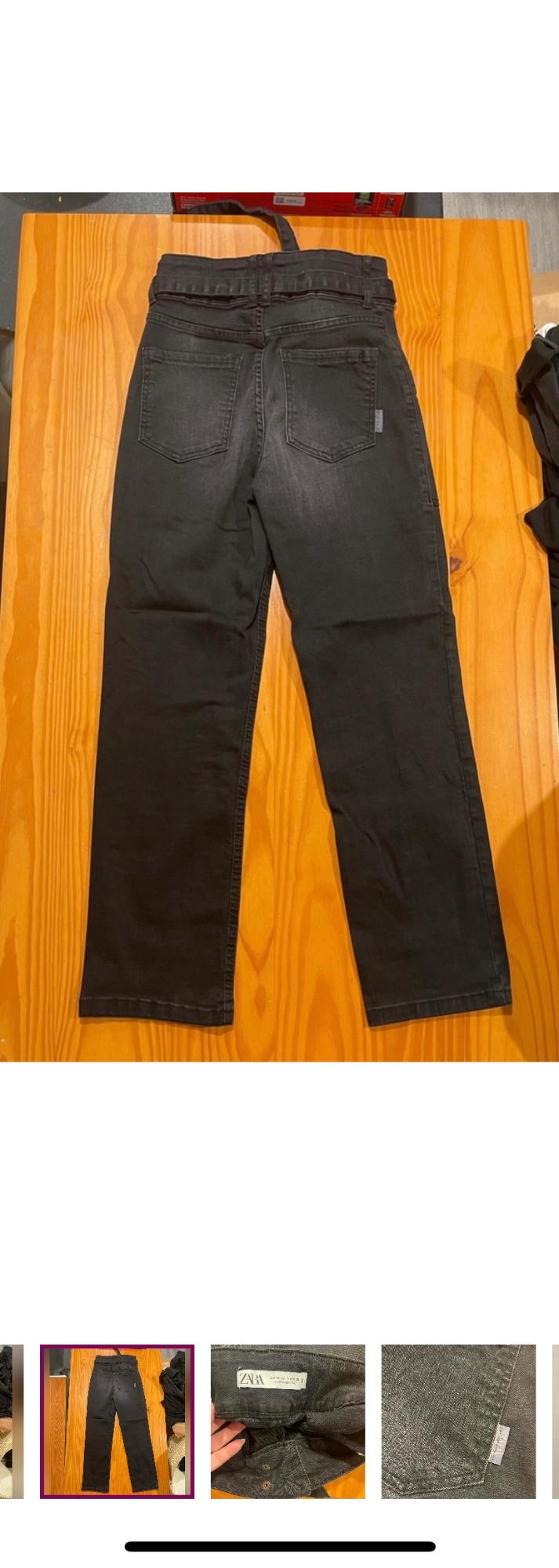 HIGH WAIST STRAIGHT CUT JEANS WITH BELT, STRETCHY, WASHED EFFECT - Image 2