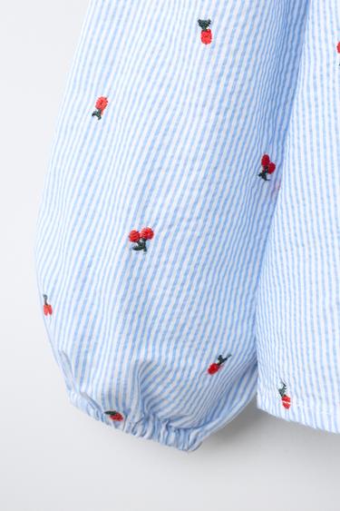CHEMISE BRODÉE À COL CLAUDINE - Bleuté de Zara - Image 3