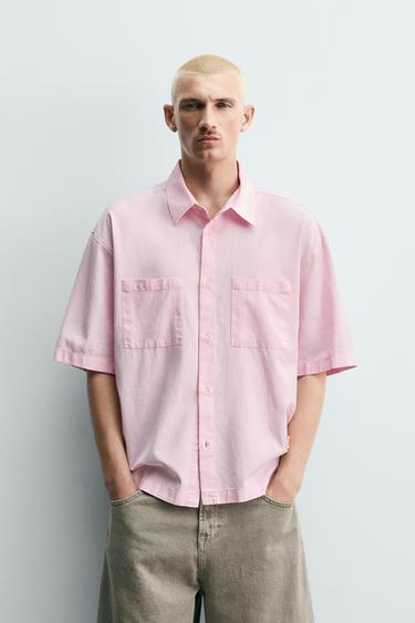 BOXY FIT SHIRT WITH PRINTED SLOGANS - Pink by Zara