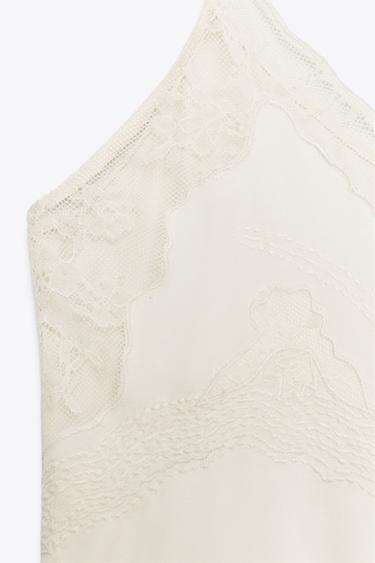 ZW COLLECTION LACE CAMISOLE TOP - Oyster-white by Zara - Image 4