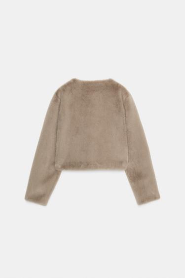 VESTE COURTE EFFET FOURRURE - Beige de Zara - Image 5