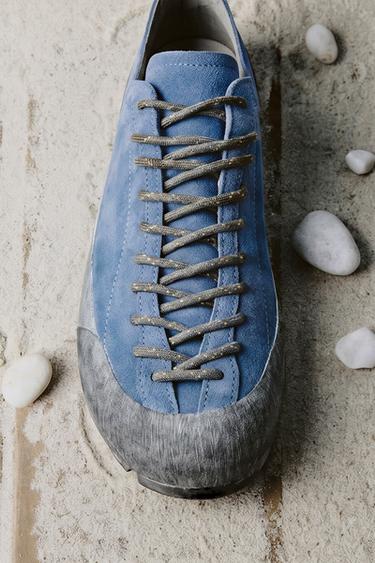 BASKETS EN CUIR SEMELLE VIBRAM® AARON LEVINE X ZARA - Bleu de Zara