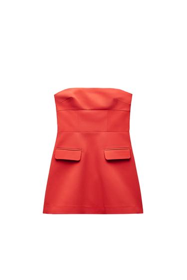 STRAPLESS DRESS WITH LAPELS
