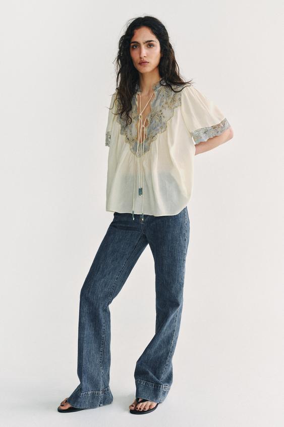 ZW COLLECTION レースシャツ - エクリュ | ZARA Japan / 日本