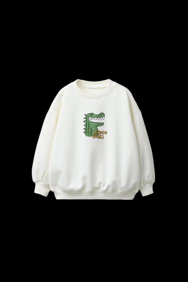 CROCODILE PRINT SWEATSHIRT - Ecru by Zara - Image 0