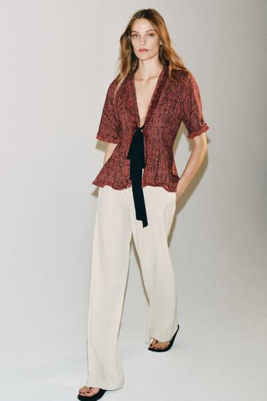 ZW COLLECTION HIGH-WAIST TROUSERS - Ecru by Zara