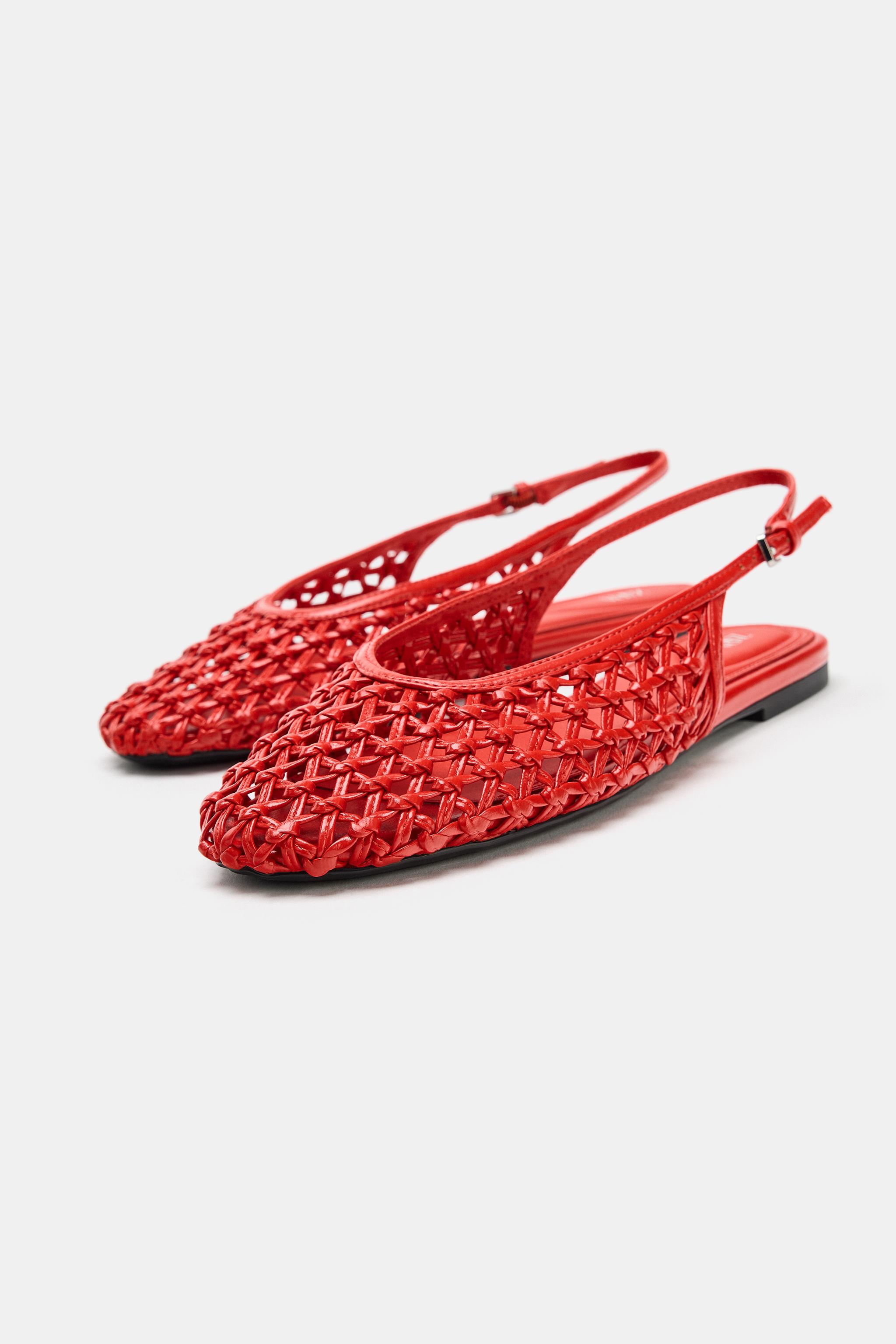 Обувь Zara BRAIDED EFFECT SLINGBACK FLATS — фото 4