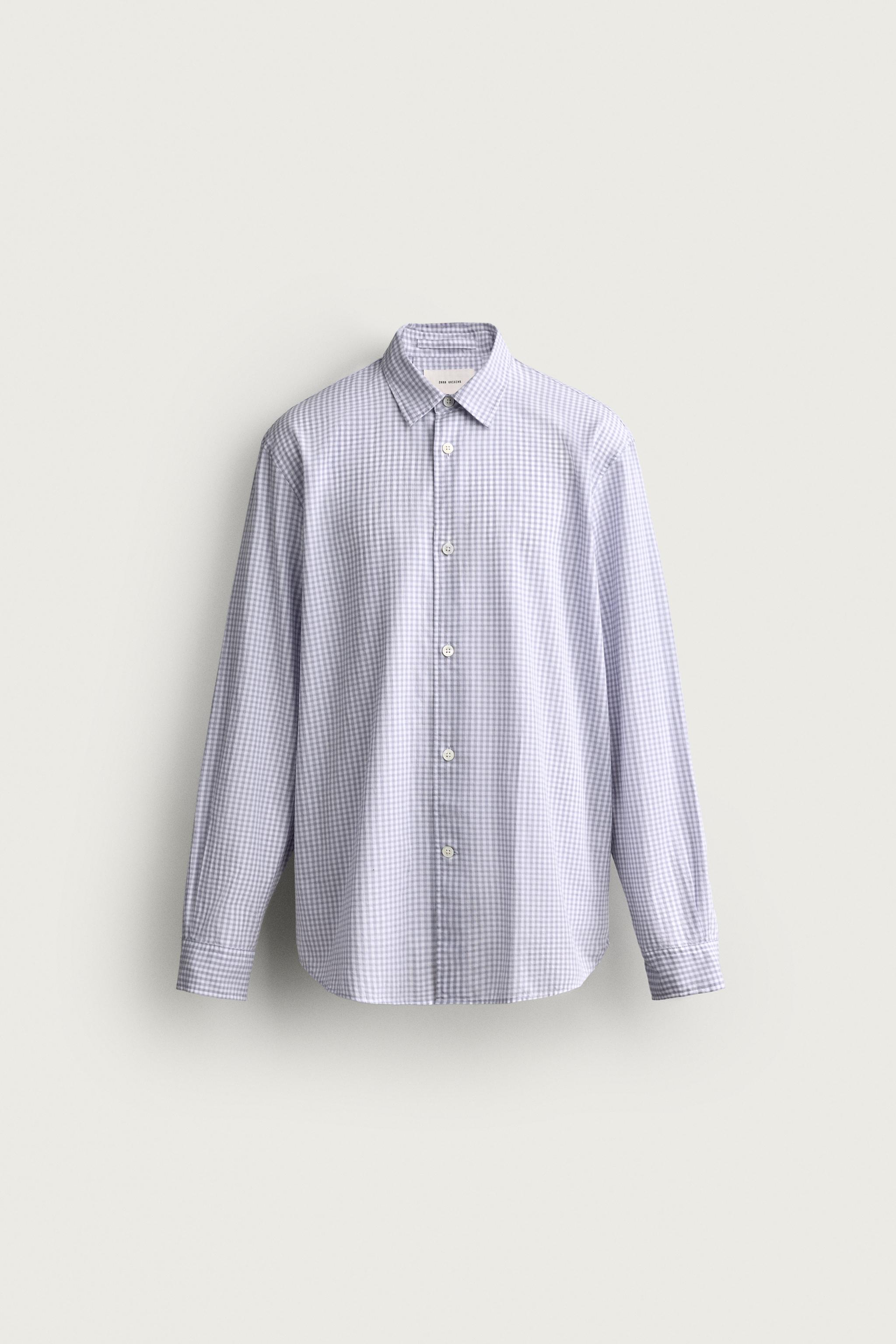 REGULAR FIT PLAID SHIRT — Blue / Lavender