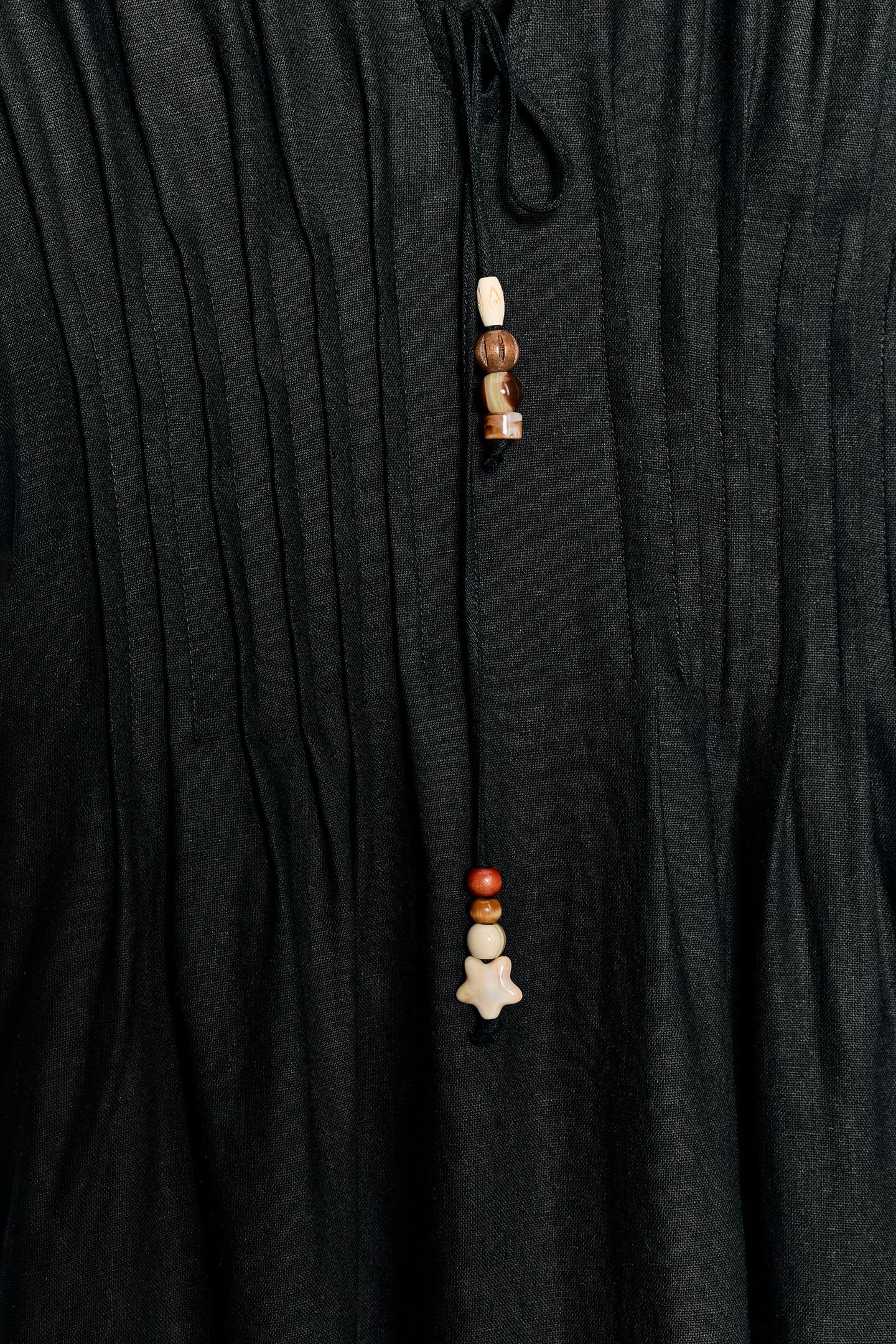 Женское платье Zara Linen Pintuck MIDI, цвет: Чёрный — фото 7