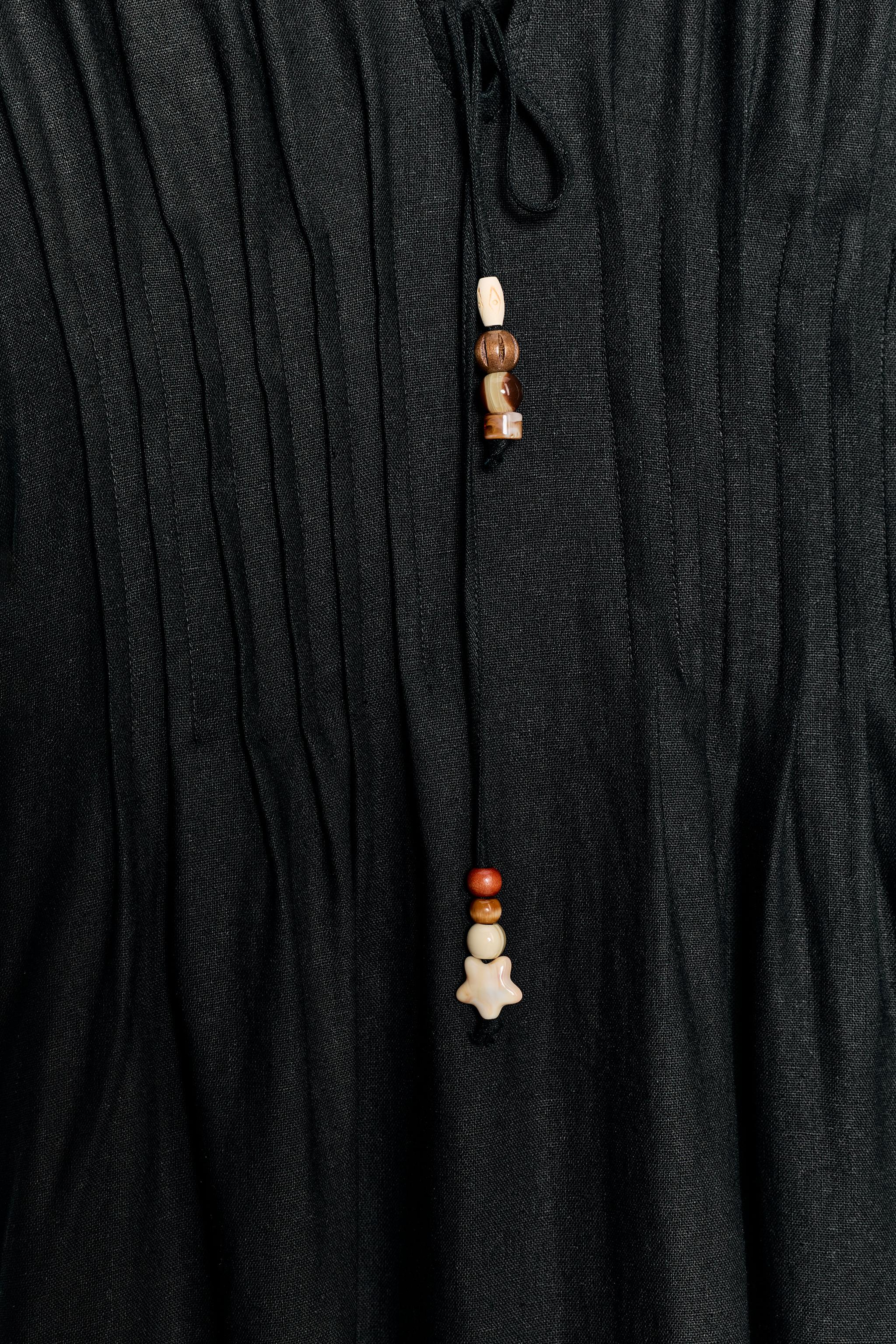 Женские платья Zara LINEN PINTUCK MIDI DRESS — фото 7