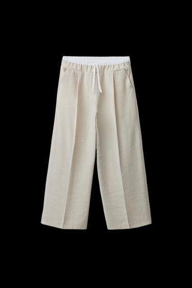 DOUBLE WAISTBAND TROUSERS - Ecru by Zara - Image 0