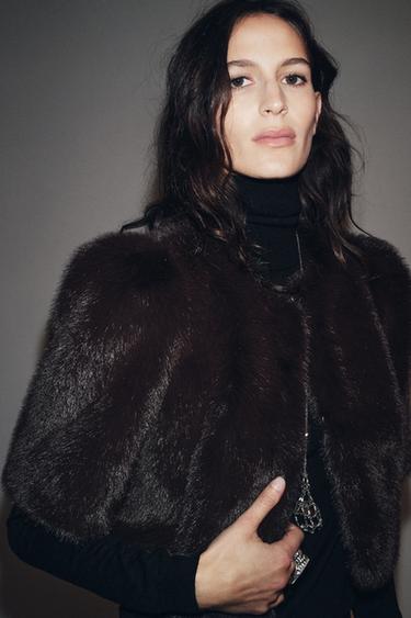 ZW COLLECTION LIMITED EDITION FAUX FUR JACKET - Brown by Zara