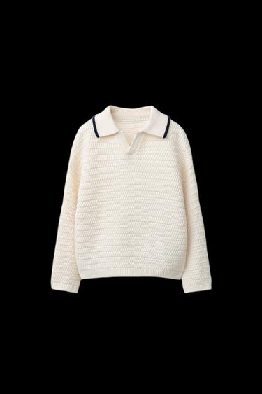 PULL POLO STRUCTURÉ - Écru de Zara - Image 0
