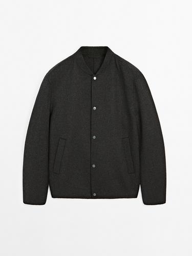 Veste bomber double laine - Gris anthracite de Zara