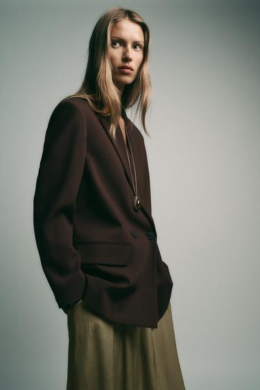 OVERSIZED DOUBLE-BREASTED BLAZER - Brown by Zara