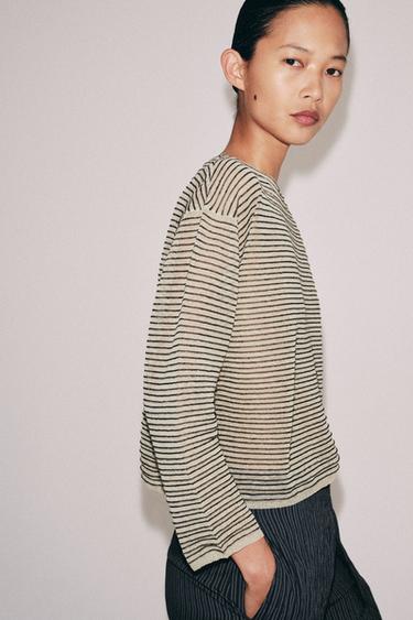 PULL EN MAILLE FINE À RAYURES - Rayures de Zara - Image 4