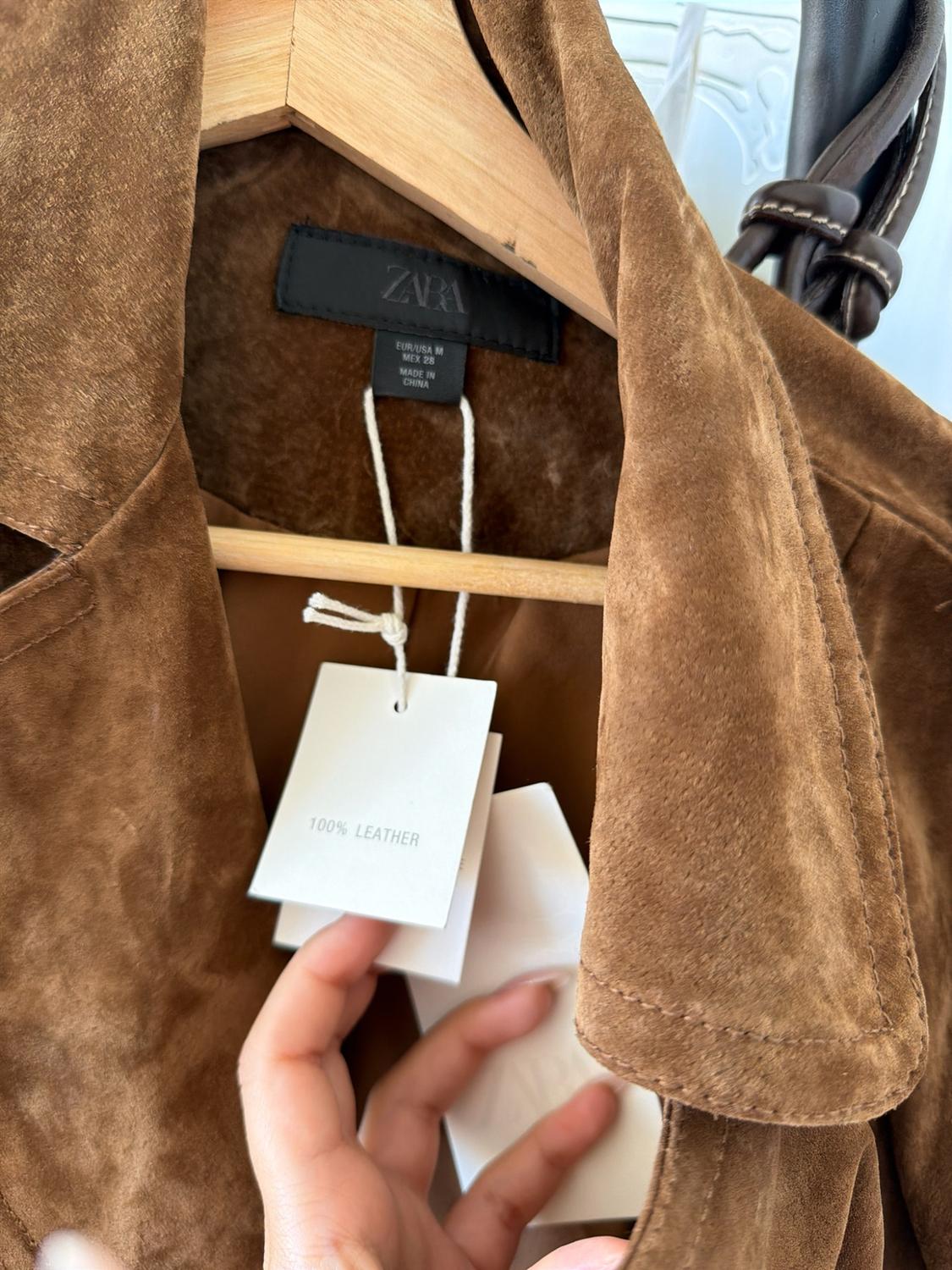 SHORT 100% SUEDE LEATHER JACKET WITH BELT - Image 2