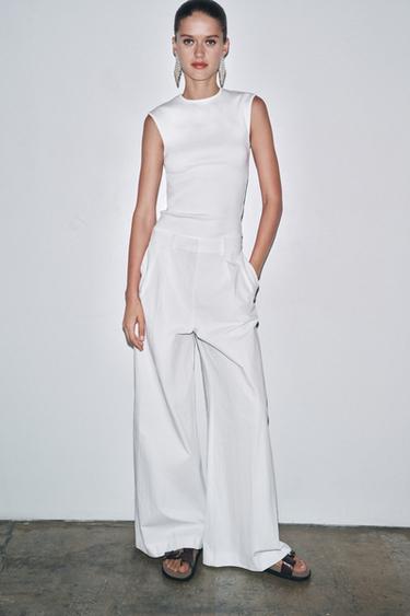 Zara STRETCH RIB T-SHIRT - White - Image 0