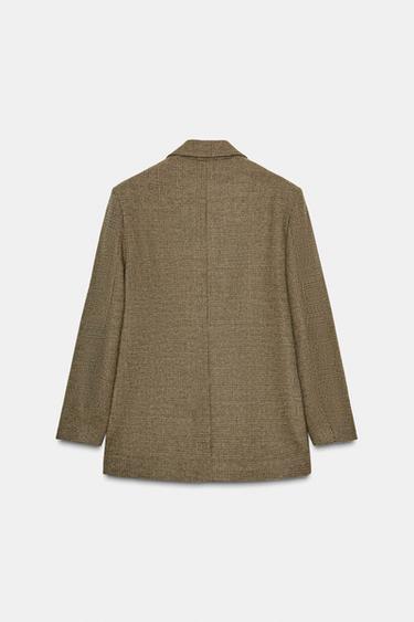 VESTE OVERSIZE CROISÉE À CARREAUX - Verts de Zara - Image 8