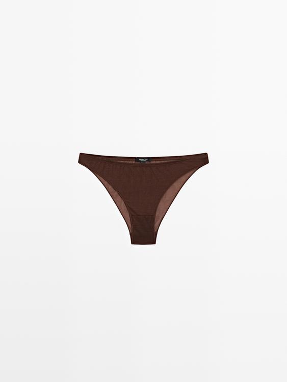 Semi-sheer briefs with metallic detail