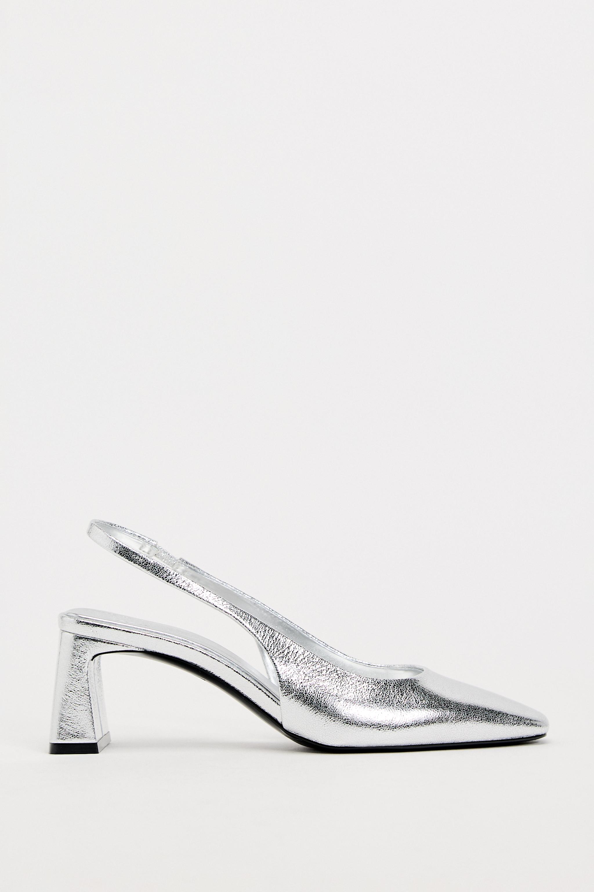 METALLIC SLINGBACK SHOES - Silver | ZARA United States