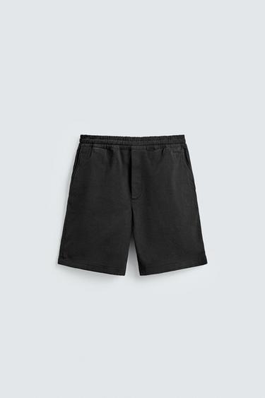 Zara TEXTURED SHORTS - Black