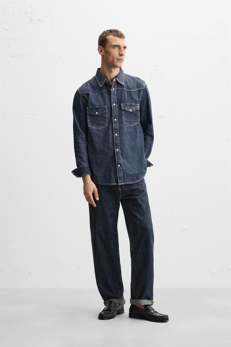 Mezclilla Camisas Vaqueras Hombre Zara Camisa Vaquera Negra Hombre