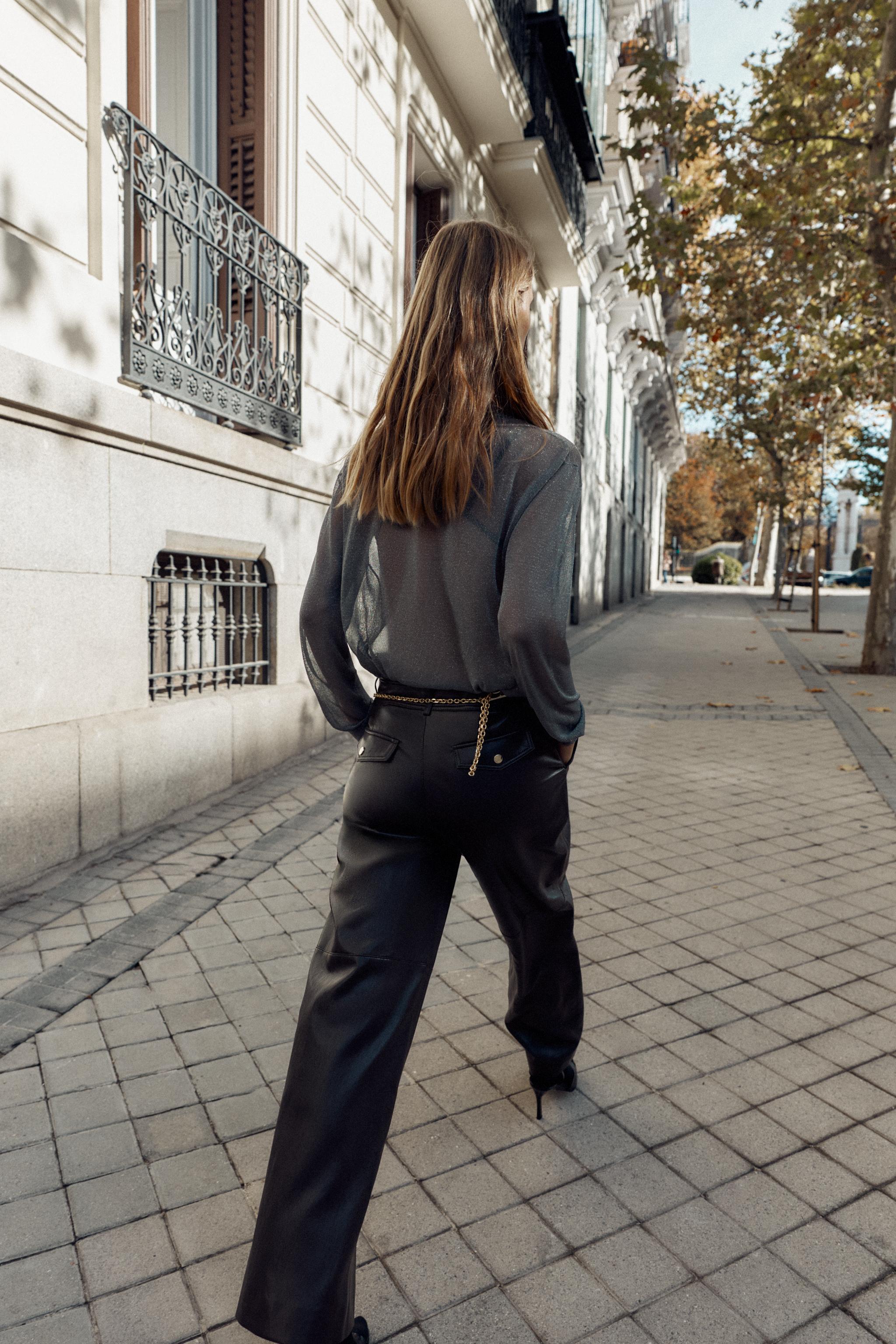 FAUX LEATHER STRAIGHT PANTS - Brown | ZARA United States