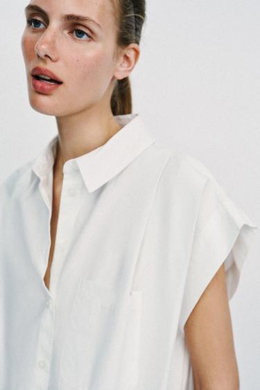 BALLOON CROPPED SHIRT - White by Zara - Image 3