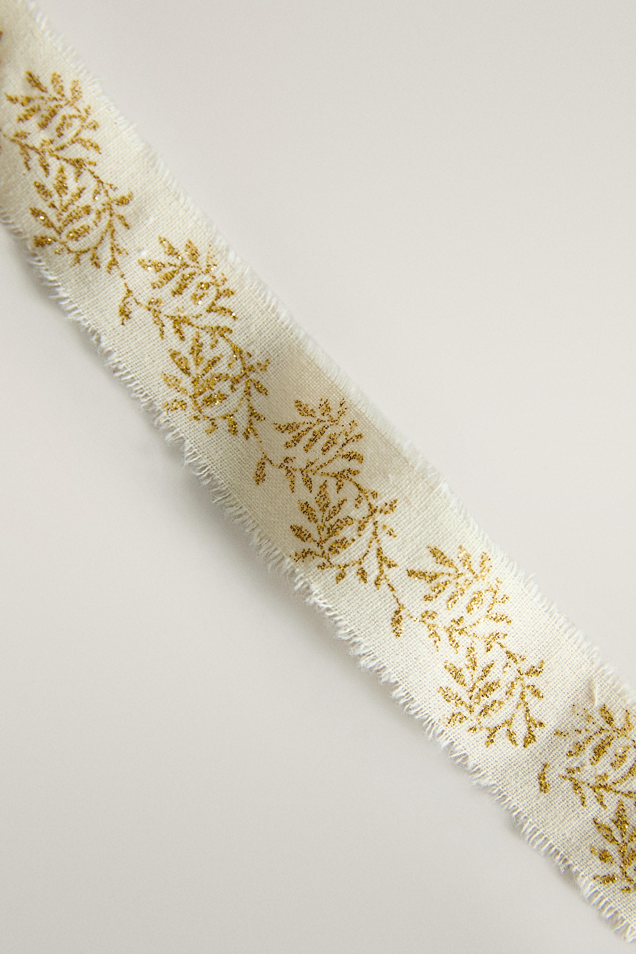PRINTED COTTON CHRISTMAS GIFT RIBBON