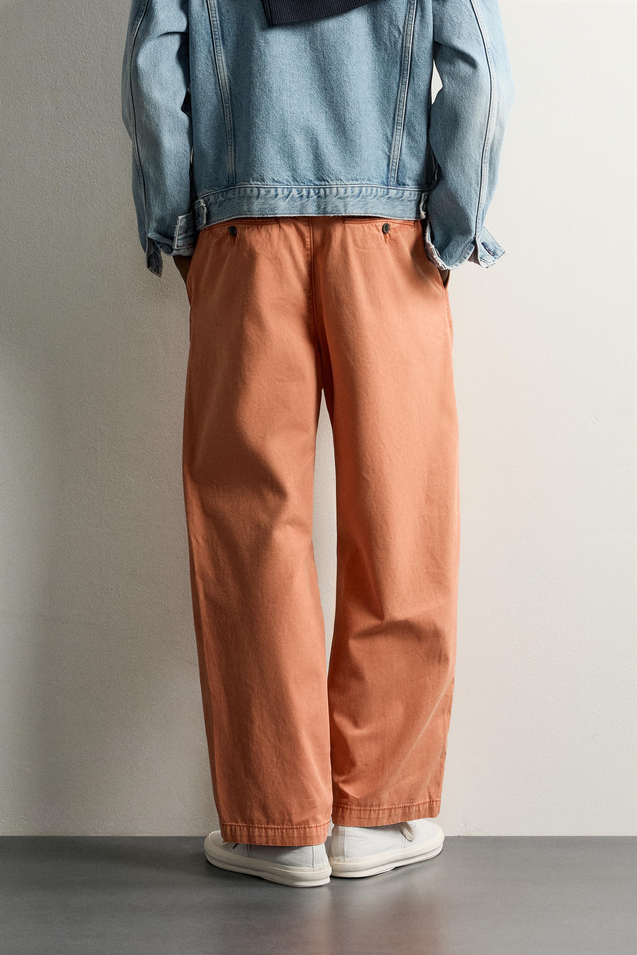 Zara YIKAMALI STRAIGHT FIT CHINO PANTOLON görsel 3
